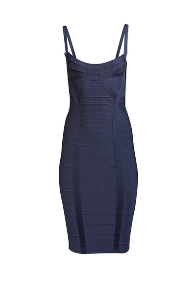 Herve Leger - Navy Blue Bandage Bodycon Dress Sz S - Current Boutique
