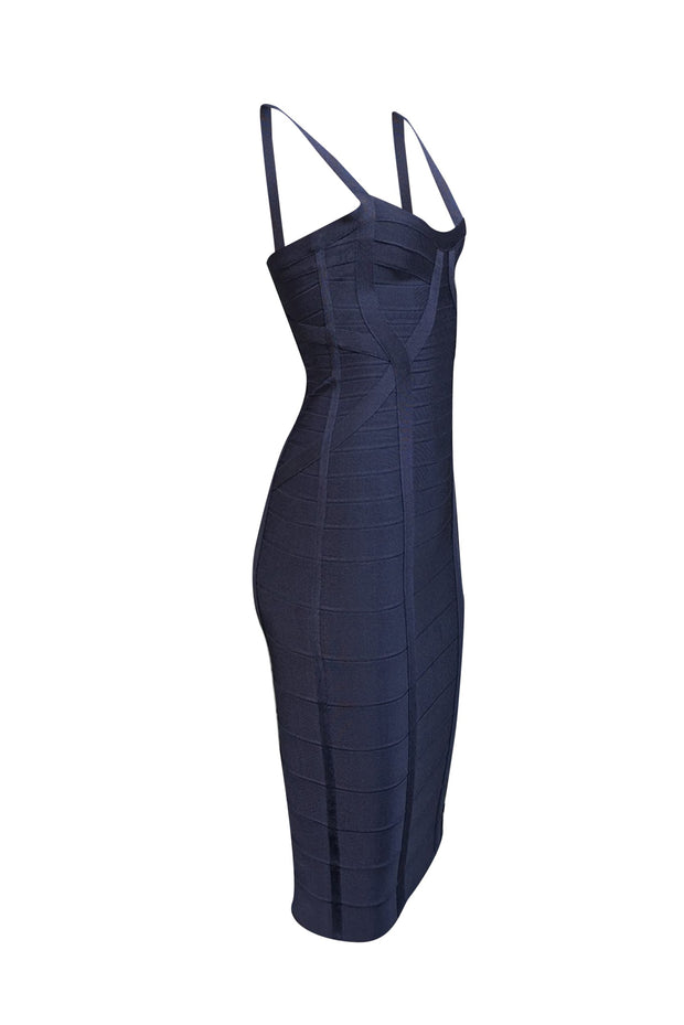 Herve Leger - Navy Blue Bandage Bodycon Dress Sz S - Current Boutique