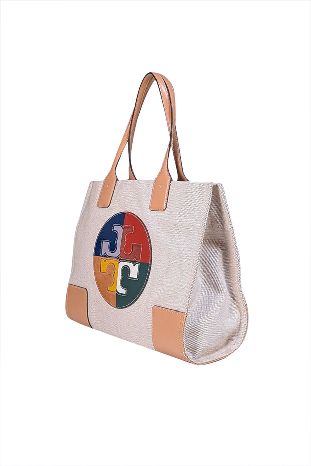 Tory Burch - Tan & Multi Color Logo "Ella" Tote - Current Boutique