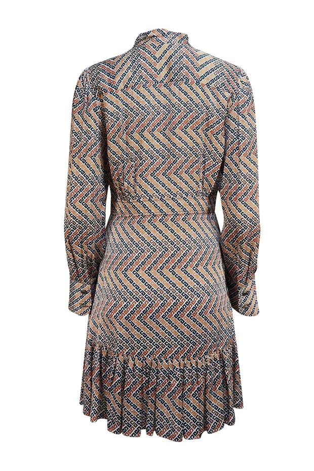 Sandro - Brown & Multi Color Geometric Print Dress Sz S - Current Boutique