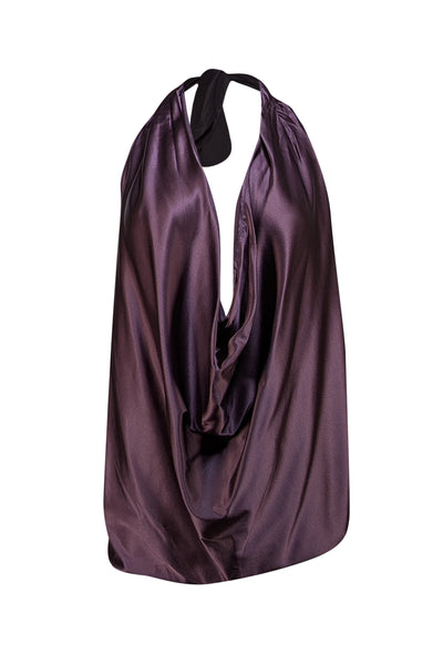 Ramy Brook - Plum Purple Silk Blend Halter "Harriet" Top Sz M - Current Boutique