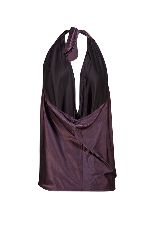 Ramy Brook - Plum Purple Silk Blend Halter "Harriet" Top Sz M - Current Boutique