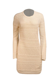 Rag & Bone - Ivory Long Sleeve Crochet Mini Dress Sz M - Current Boutique