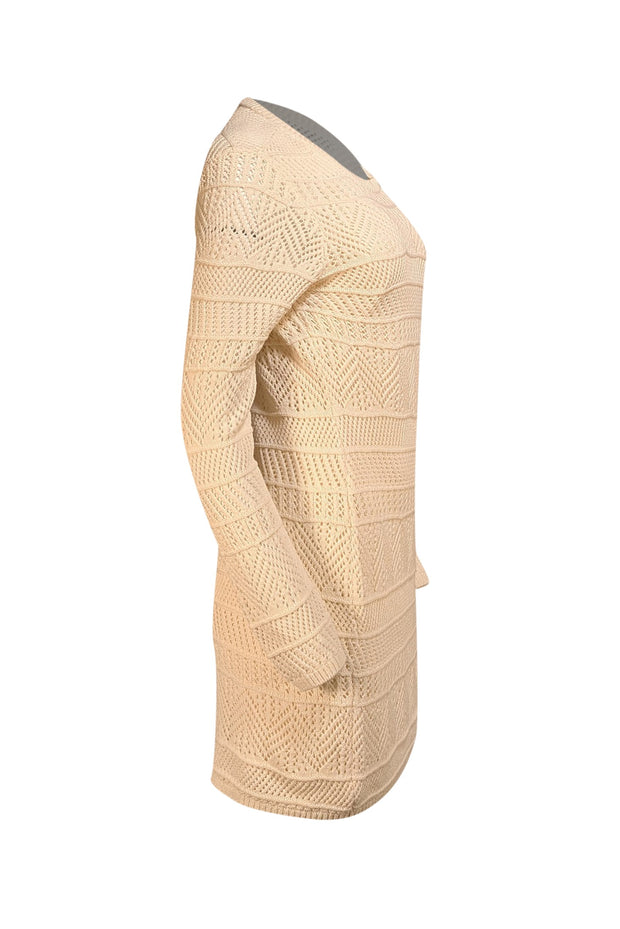 Rag & Bone - Ivory Long Sleeve Crochet Mini Dress Sz M - Current Boutique