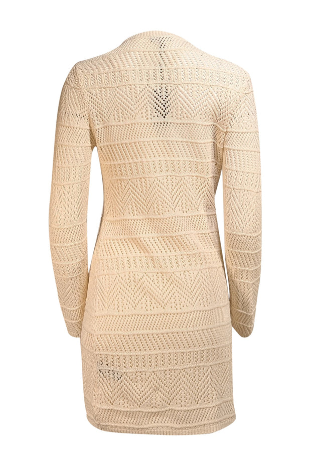 Rag & Bone - Ivory Long Sleeve Crochet Mini Dress Sz M - Current Boutique
