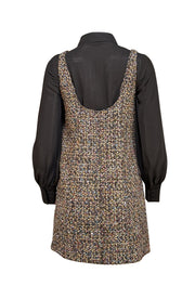 Cinq a Sept - Black w/ Multicolor Confetti Tweed Mixed Media Dress Sz 4 - Current Boutique