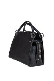 Rebecca Minkoff - Black Textured Leather Satchel Bag - Current Boutique