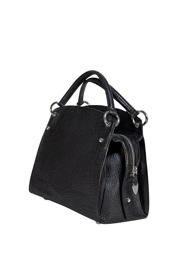 Rebecca Minkoff - Black Textured Leather Satchel Bag - Current Boutique