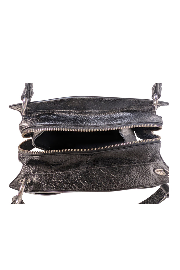 Rebecca Minkoff - Black Textured Leather Satchel Bag - Current Boutique