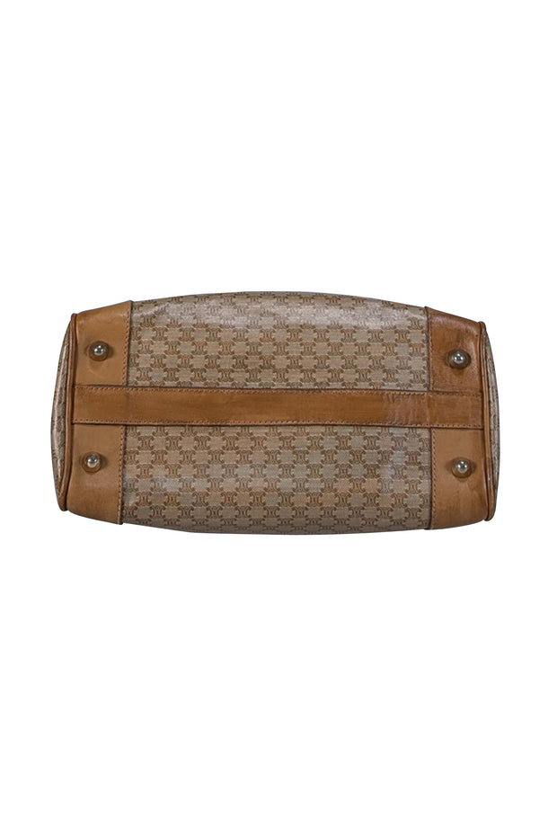 Current Boutique-Celine - Beige & Tan Monogram Print "Macadam" Boston Bag