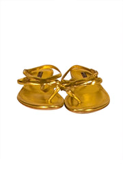 Ralph Lauren - Gold Leather Strappy Thong Sandals Sz 8.5 - Current Boutique