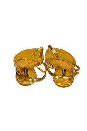 Ralph Lauren - Gold Leather Strappy Thong Sandals Sz 8.5 - Current Boutique