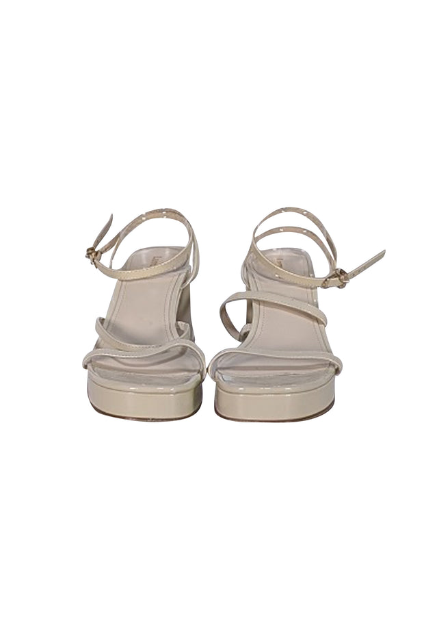 Larroude - Cream Patent Leather Strappy Heel Sandals Sz 8.5
