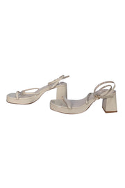 Larroude - Cream Patent Leather Strappy Heel Sandals Sz 8.5