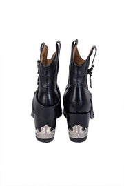 Current Boutique-Toga Pulla - Black Leather Silver Detail Western Boot Sz 11