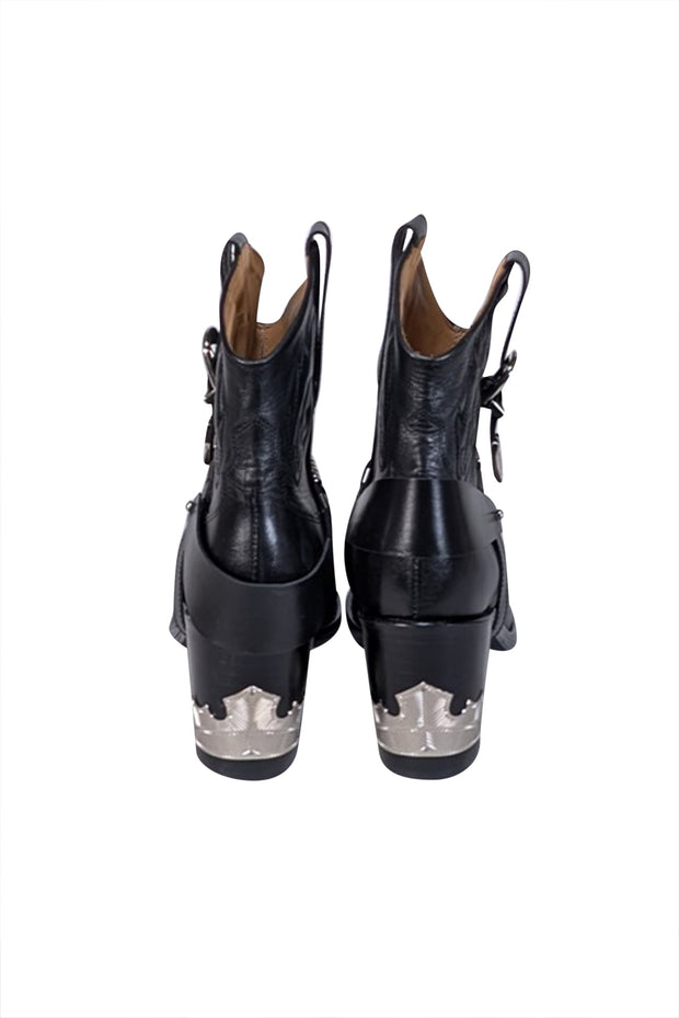 Current Boutique-Toga Pulla - Black Leather Silver Detail Western Boot Sz 11