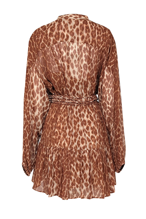 Current Boutique-A.L.C. - Tan & Brown Leopard Print Silk Dress Sz 8