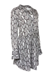 Current Boutique-A.L.C. - White & Grey Snakeskin Print Silk Dress Sz 8