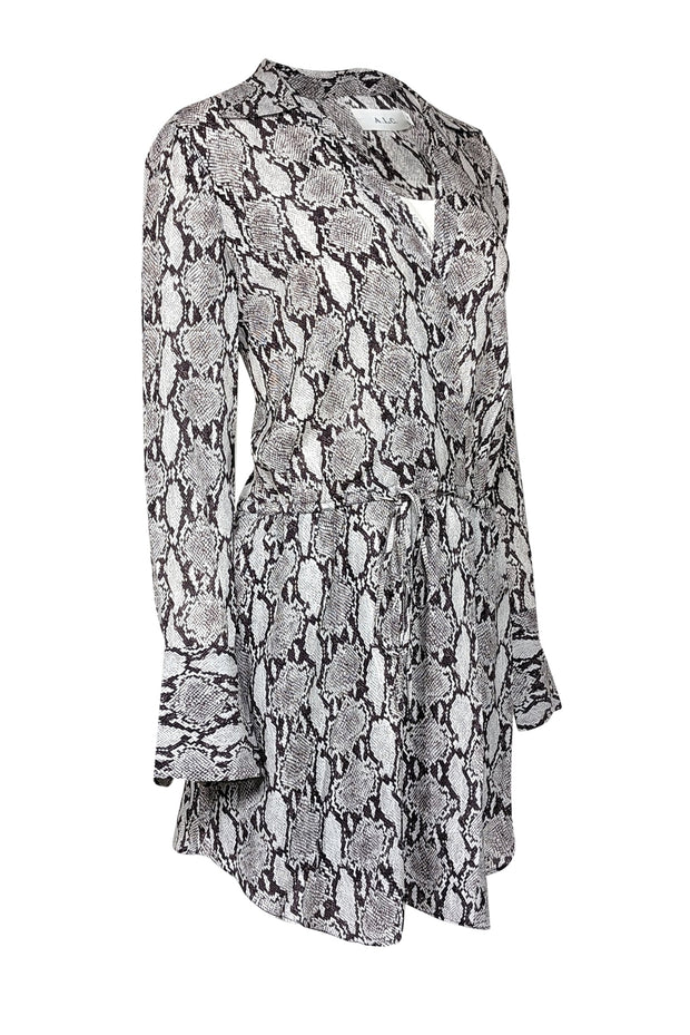Current Boutique-A.L.C. - White & Grey Snakeskin Print Silk Dress Sz 8