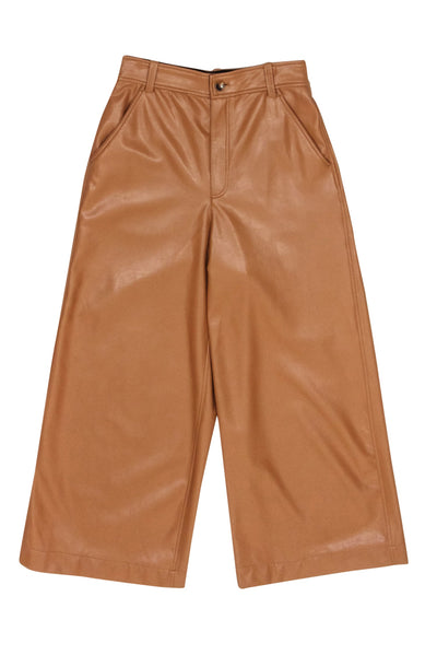 Current Boutique-A.L.C. - Tan Faux Leather Wide Leg Pants Sz 2