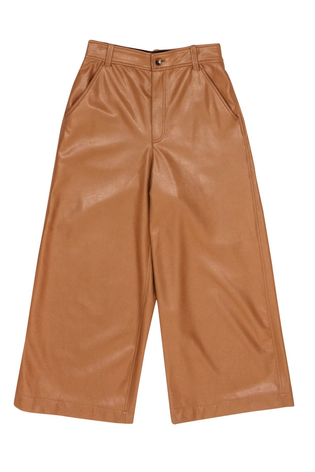 Current Boutique-A.L.C. - Tan Faux Leather Wide Leg Pants Sz 2