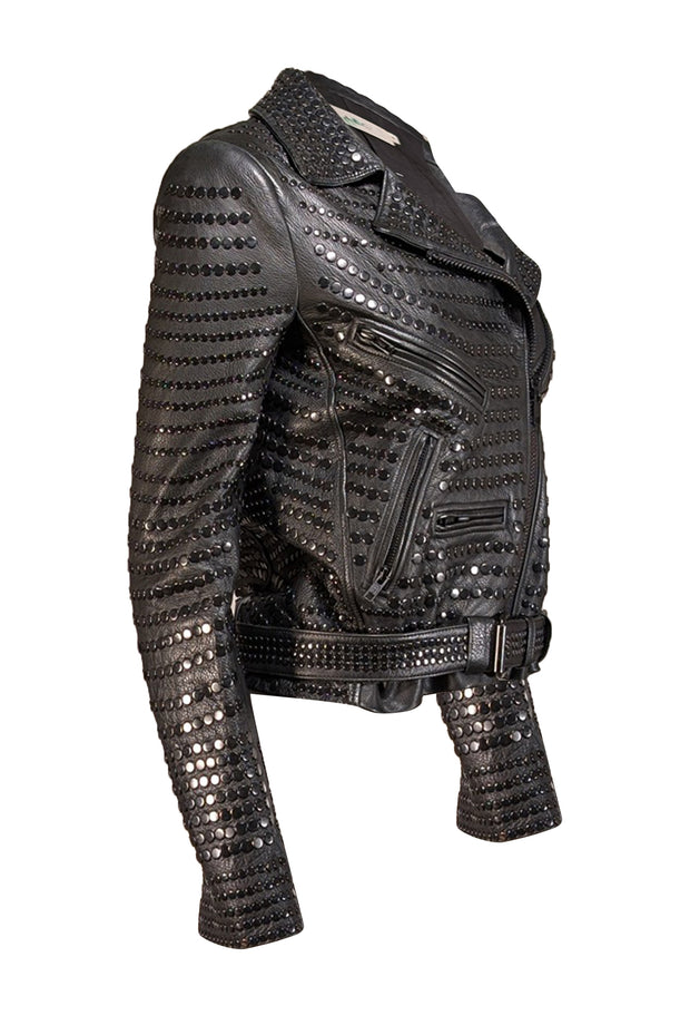 A.L.C. - Black Studded Leather Moto Jacket Sz 6 - Current Boutique
