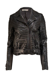 A.L.C. - Black Studded Leather Moto Jacket Sz 6 - Current Boutique