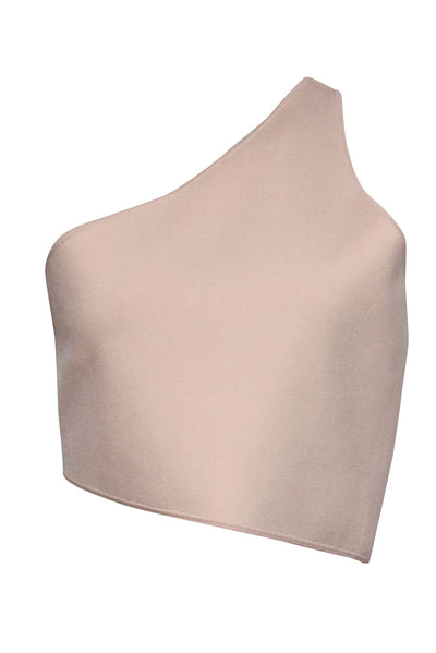 Current Boutique-A.L.C. - Beige Knit One Shoulder Asymmetrical Top Sz XL