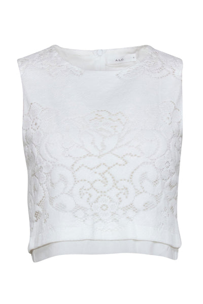 Current Boutique-A.L.C. - Ivory Floral Lace Crop Top Sz S