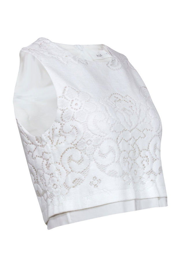 Current Boutique-A.L.C. - Ivory Floral Lace Crop Top Sz S