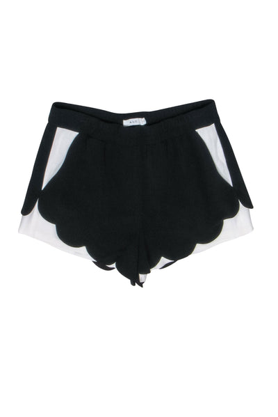 Current Boutique-A.L.C - Black & White Colorblock Shorts w/ Scallop Hem Sz 4
