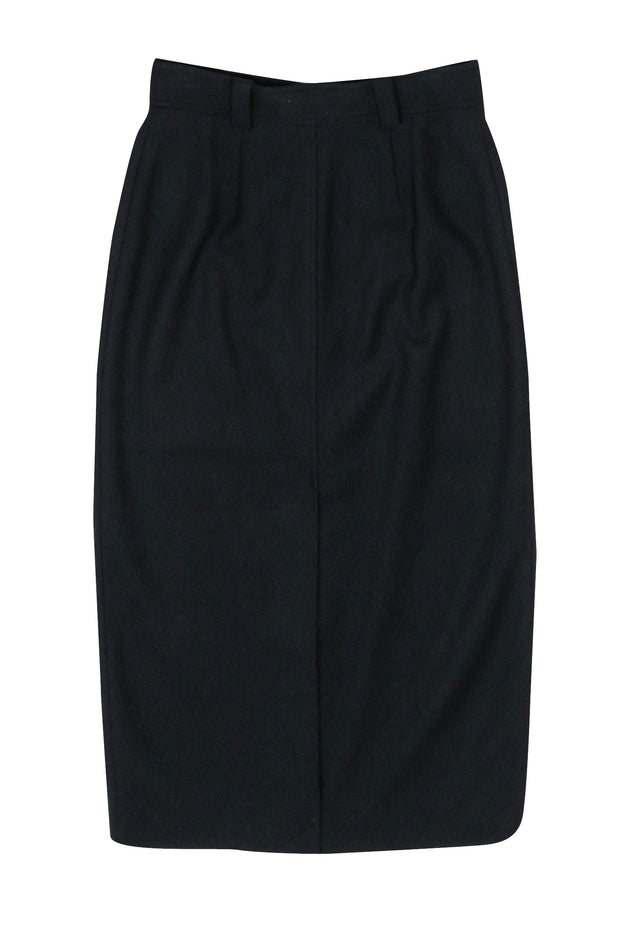 Current Boutique-A.L.C. - Black Midi Pencil Skirt w/ Gold Buttons Sz 4