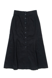 Current Boutique-A.L.C. - Black Button Front A-Line Midi Skirt Sz 2