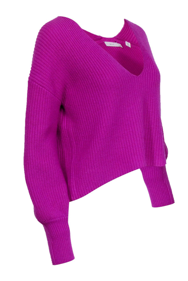Current Boutique-A.L.C. - Bright Purple V-Neckline Knit Sweater Sz S