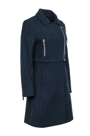 Current Boutique-Adolfo Dominguez - Navy Moto Zip Detail Coat Sz 4