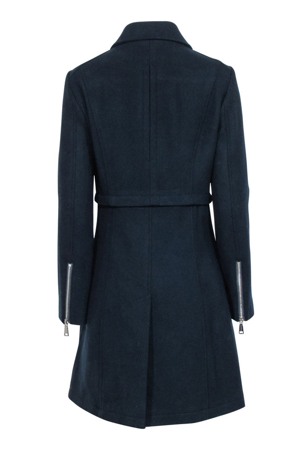 Current Boutique-Adolfo Dominguez - Navy Moto Zip Detail Coat Sz 4