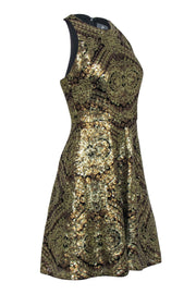 Current Boutique-Adrianna Papell - Gold Sequin Sleeveless Dress Sz 4