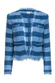 Current Boutique-Adriano Goldschmied - Light & Medium Blue Denim Frayed Hem Jacket Sz M