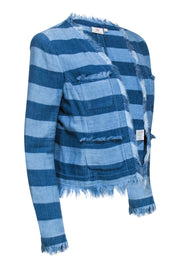 Current Boutique-Adriano Goldschmied - Light & Medium Blue Denim Frayed Hem Jacket Sz M