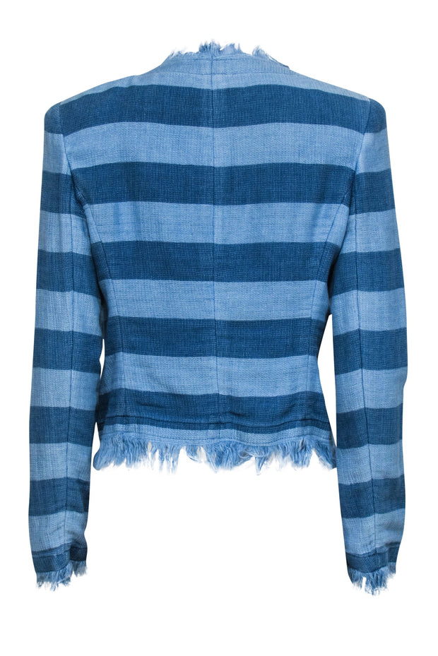 Current Boutique-Adriano Goldschmied - Light & Medium Blue Denim Frayed Hem Jacket Sz M