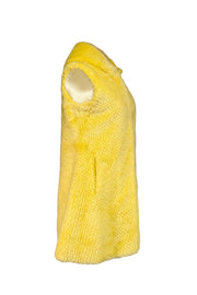 Adrienne Landau - Yellow Faux Fur Hooded Vest Sz S - Current Boutique