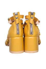 Current Boutique-AGL - Beige & Yellow Woven Pointed Toe Short Boots Sz 8.5