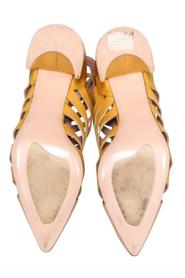 Current Boutique-AGL - Beige & Yellow Woven Pointed Toe Short Boots Sz 8.5