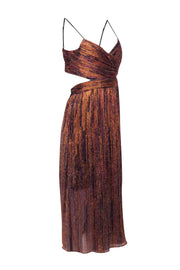 Current Boutique-Aidan Mattox - Rose Gold, Pink, Blue, & Black Metallic Stirpe Dress Sz 10