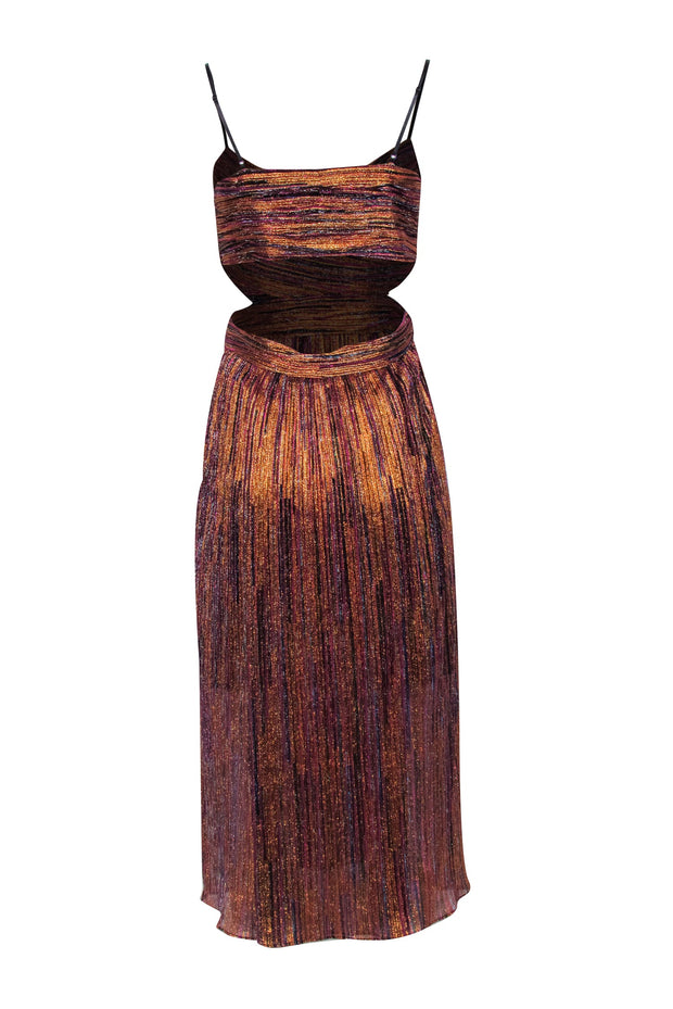 Current Boutique-Aidan Mattox - Rose Gold, Pink, Blue, & Black Metallic Stirpe Dress Sz 10