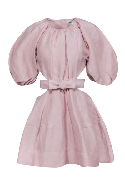 Current Boutique-Aje - Blush Pink Puff Sleeves Open Back Dress Sz 8