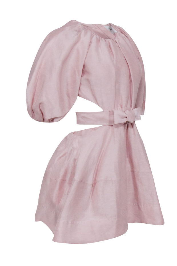 Current Boutique-Aje - Blush Pink Puff Sleeves Open Back Dress Sz 8