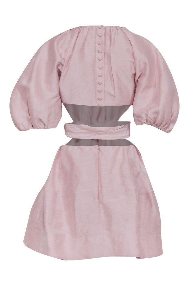 Current Boutique-Aje - Blush Pink Puff Sleeves Open Back Dress Sz 8