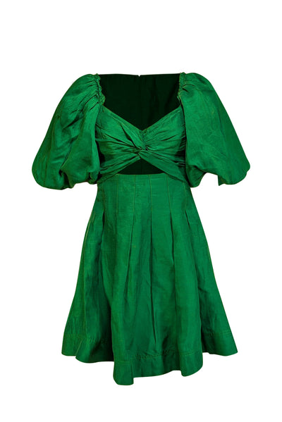 Current Boutique-Aje - Green Puff Sleeve Bust Cut Out Dress Sz S