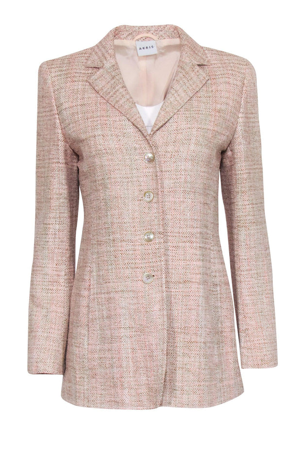 Current Boutique-Akris - Beige & Blush Tweed Blazer Sz 6